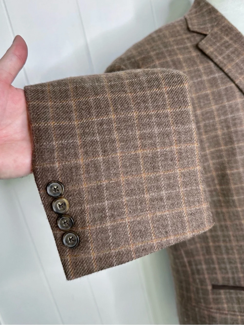Johnston & Murphy Brown Orange Checkered Blazer Sport Coat